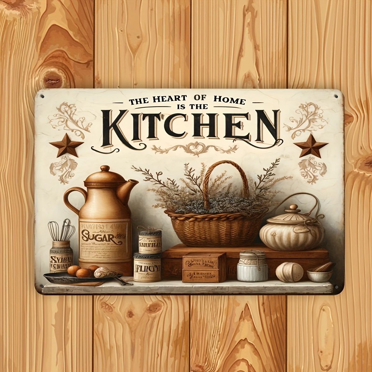 Home Cooking Quotes - Vintage Mutfak Sözü Metal Duvar Dekorasyonu